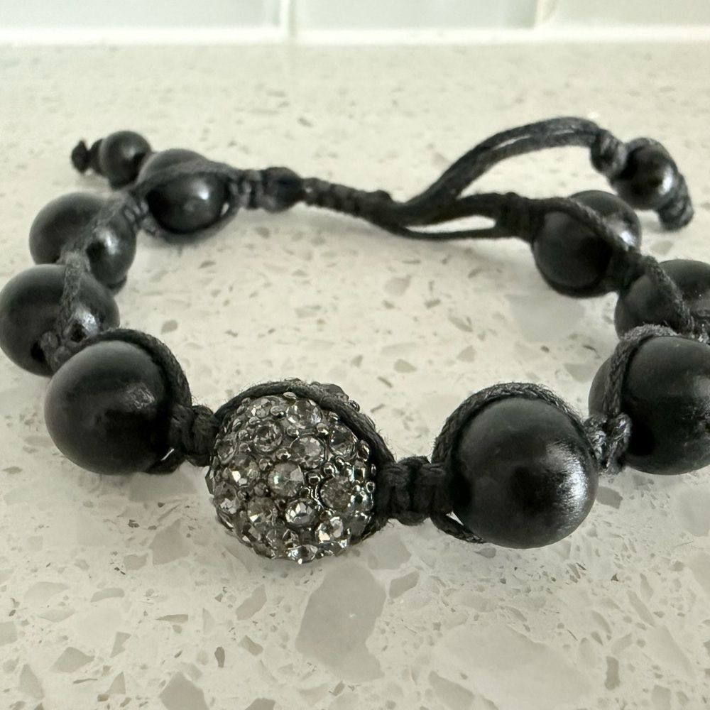 BaubleBar Black Bead Bracelet with Pavé Accent